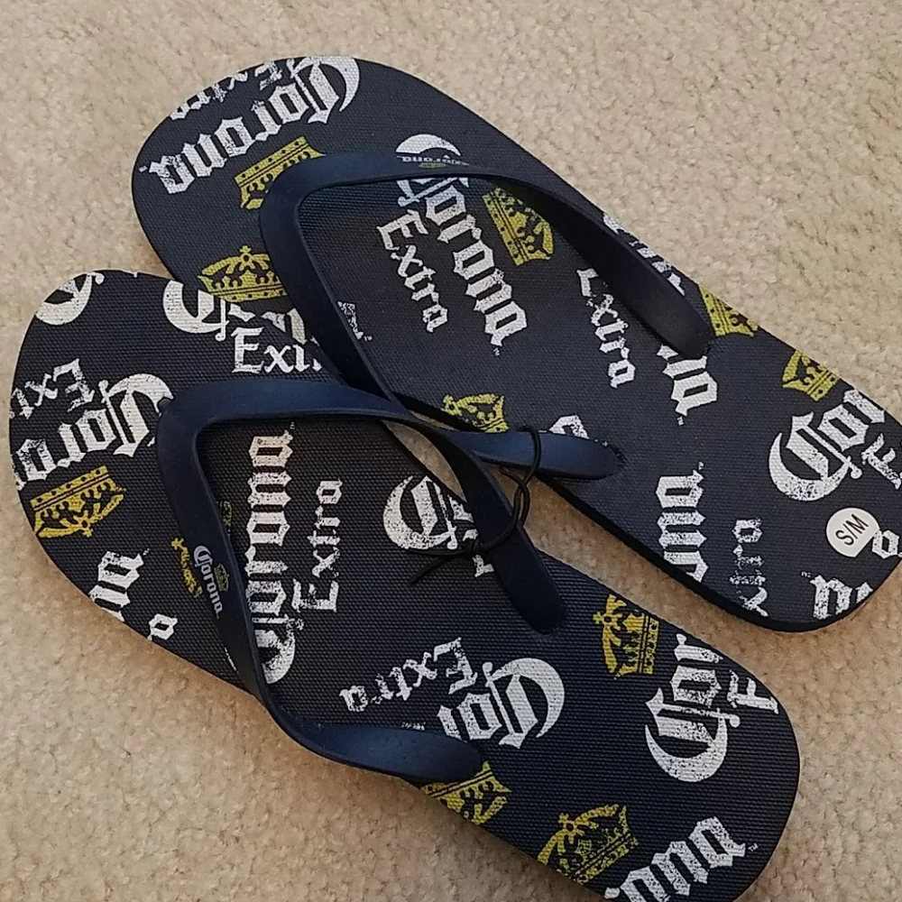 Corona, Navy, white, gold flip flops, Sz S/M